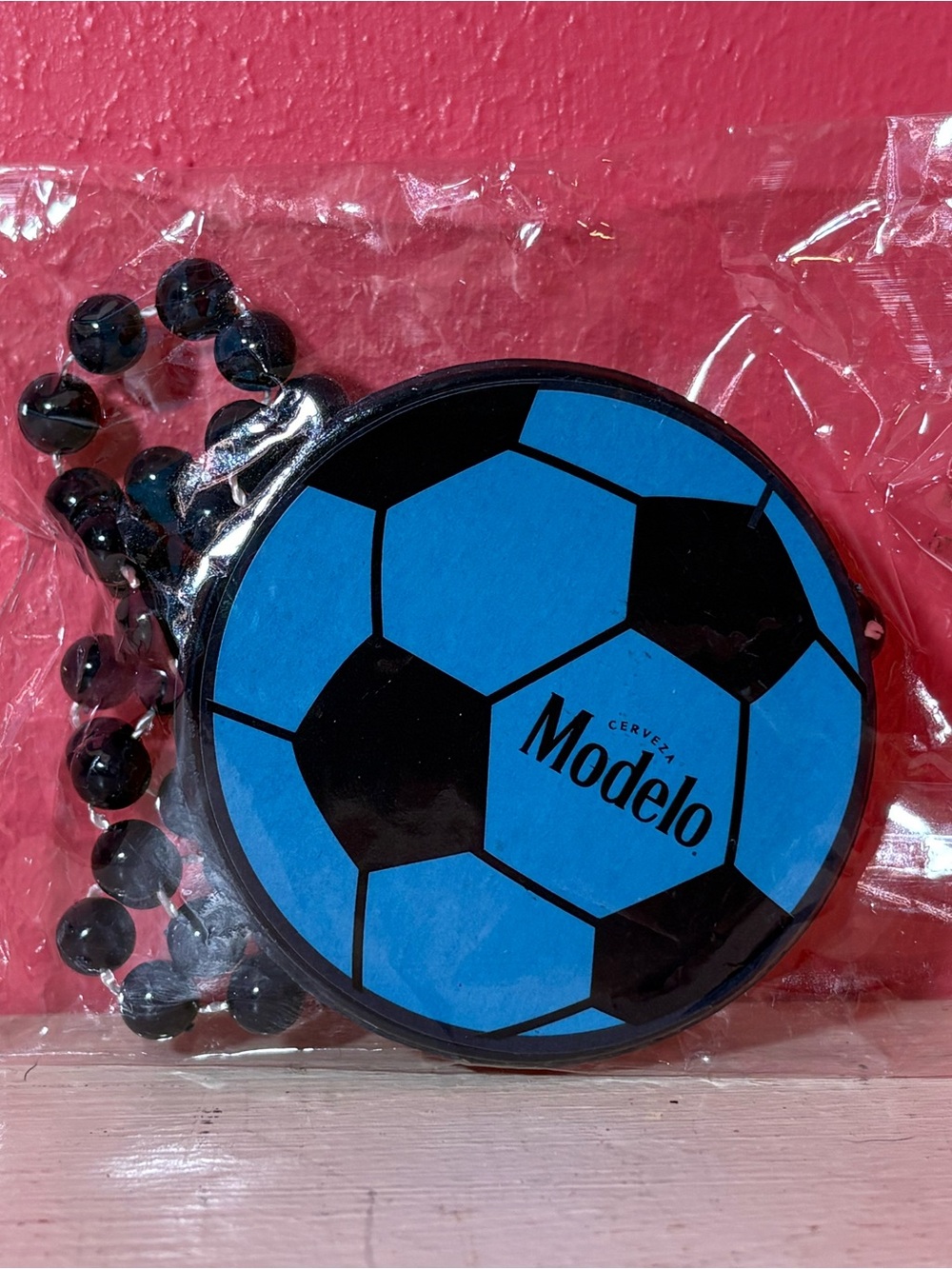 NEW Modelo Blue & Black Soccer Ball Necklace FIFA Collectible 2026 Football FUN